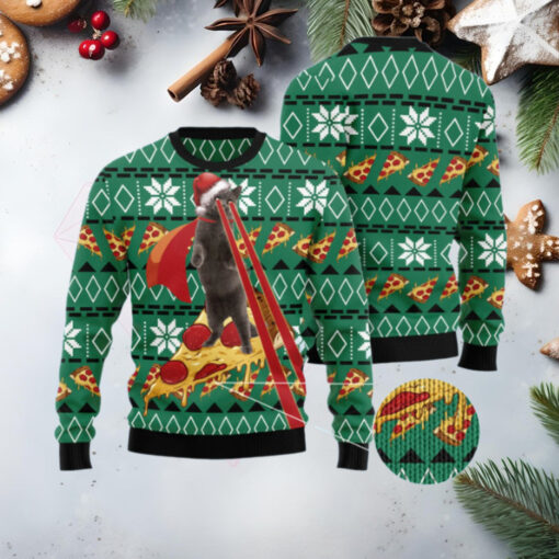 Cat Pizza Ugly Christmas Sweater