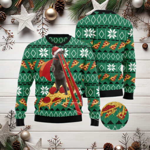 Cat Pizza Ugly Christmas Sweater