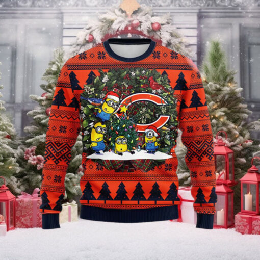 Chicago Bears Minion NFL Christmas Ugly Sweater Chicago Bears Ugly Christmas Sweater Gift For Family Ugly Christmas Sweater