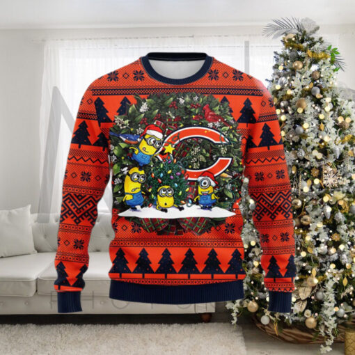 Chicago Bears Minion NFL Christmas Ugly Sweater Chicago Bears Ugly Christmas Sweater Gift For Family Ugly Christmas Sweater