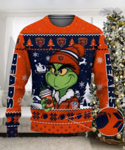 Chicago Bears The Grinch Drink Coffee Ugly Christmas Sweater