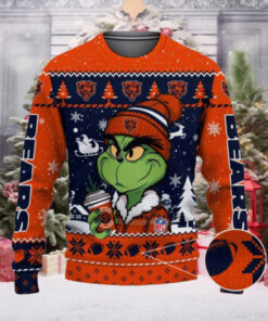 Chicago Bears The Grinch Drink Coffee Ugly Christmas Sweater