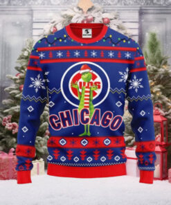 Chicago Cubs Grinch Ugly Christmas Sweater With Santa Hat