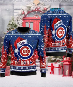 Chicago Cubs Ugly Sweater Customizable Festive Ho Ho Ho Design