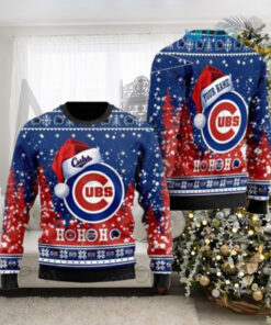 Chicago Cubs Ugly Sweater Customizable Festive Ho Ho Ho Design