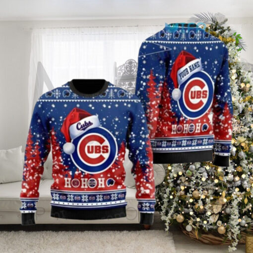 Chicago Cubs Ugly Sweater Customizable Festive Ho Ho Ho Design