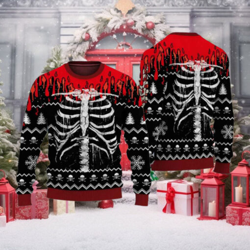 Christmas Lights Skeleton Ugly Christmas Sweater