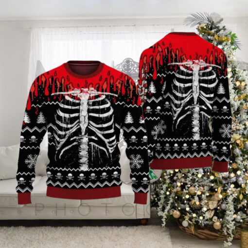 Christmas Lights Skeleton Ugly Christmas Sweater