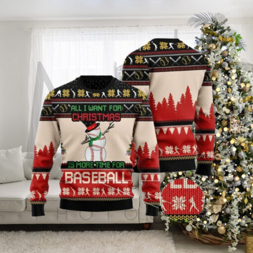 Christmas Time For Baseball Ugly Christmas Sweater