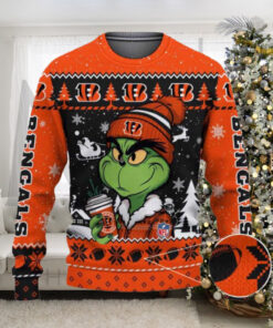 Cincinnati Bengals The Grinch Drink Coffee Ugly Christmas Sweater