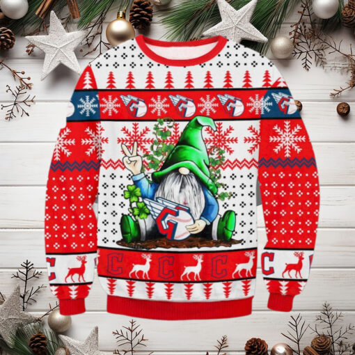 Cleveland Guardians Gnome Peace Sign Ugly Christmas Sweater