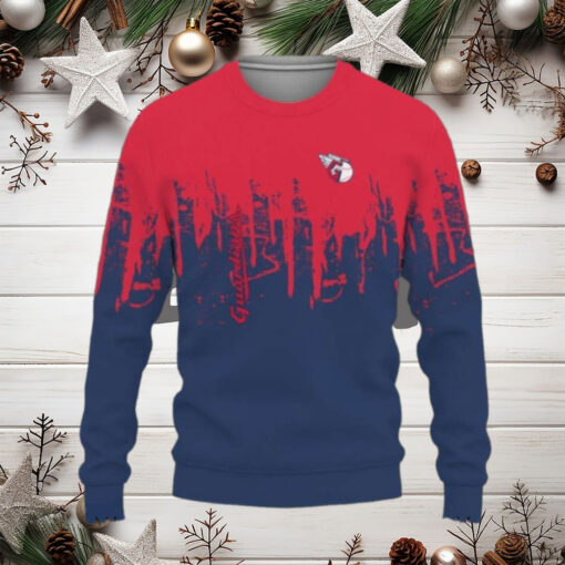 Cleveland Guardians Red and Blue Skyline Ugly Christmas Sweater