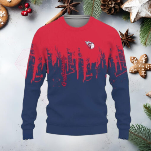 Cleveland Guardians Red and Blue Skyline Ugly Christmas Sweater