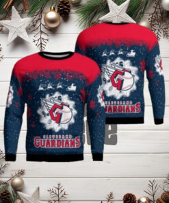 Cleveland Guardians Santa Sleigh Night Ugly Christmas Sweater