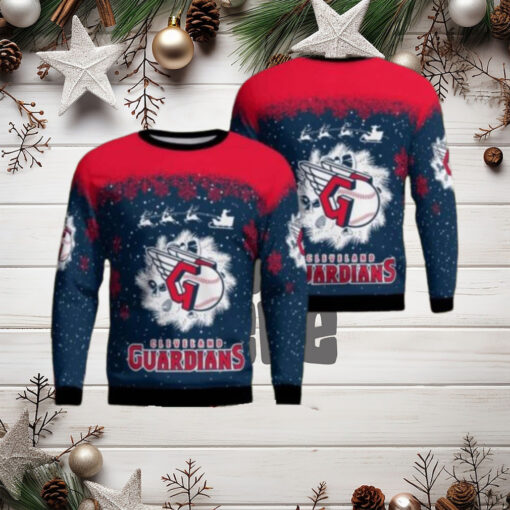 Cleveland Guardians Santa Sleigh Night Ugly Christmas Sweater