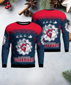 Cleveland Guardians Santa Sleigh Night Ugly Christmas Sweater