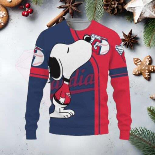 Cleveland Guardians Snoopy Character Ugly Christmas Sweater