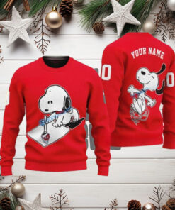 Cleveland Guardians Snoopy Custom Name Red Ugly Sweater