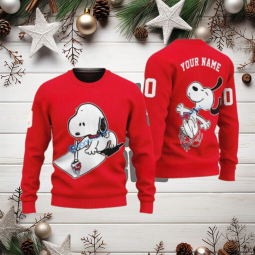 Cleveland Guardians Snoopy Custom Name Red Ugly Sweater