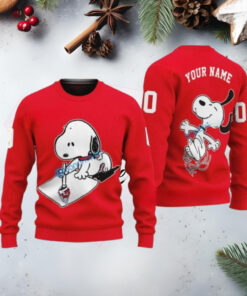 Cleveland Guardians Snoopy Custom Name Red Ugly Sweater