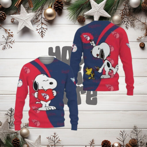 Cleveland Guardians Snoopy Red And Blue Ugly Christmas Sweater