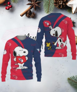 Cleveland Guardians Snoopy Red And Blue Ugly Christmas Sweater