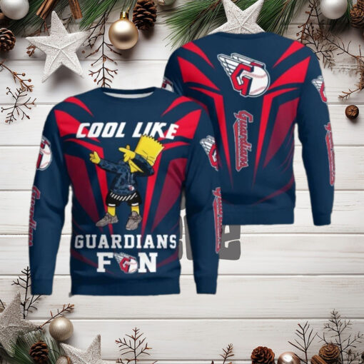 Cool Like Bart Simpson Guardians Fan Dabbing Ugly Christmas Sweater