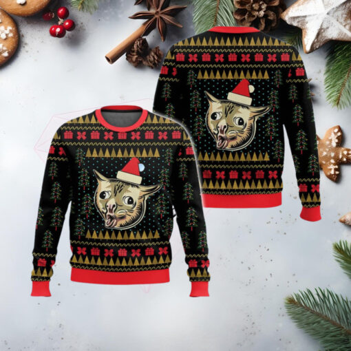 Coughing Cat Meme Ugly Christmas Sweater