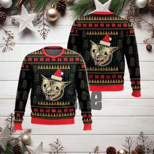 Coughing Cat Meme Ugly Christmas Sweater