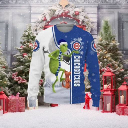 Cubs Ugly Christmas Sweater  Grinch And Max Winter Design