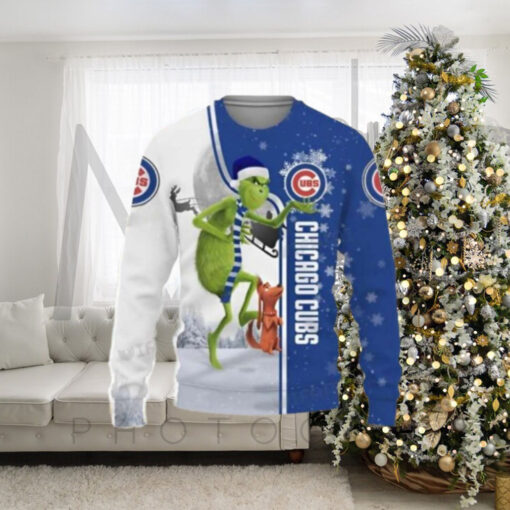 Cubs Ugly Christmas Sweater  Grinch And Max Winter Design