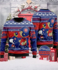 Cubs Ugly Christmas Sweater Peanuts Snoopy And Woodstock Design