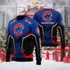 Custom Chicago Cubs Sweater Black And Blue Bear Design