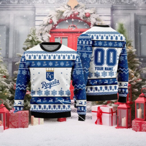 Custom Name KC Royals Snowflake Ugly Christmas Sweater