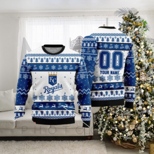 Custom Name KC Royals Snowflake Ugly Christmas Sweater