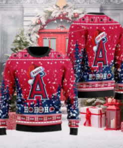 Custom Name Los Angeles Angels Ugly Christmas Sweater Ho Ho Ho Design