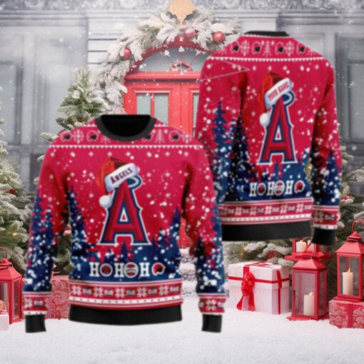 Custom Name Los Angeles Angels Ugly Christmas Sweater Ho Ho Ho Design