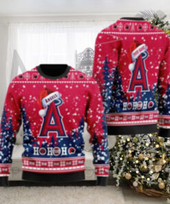 Custom Name Los Angeles Angels Ugly Christmas Sweater Ho Ho Ho Design