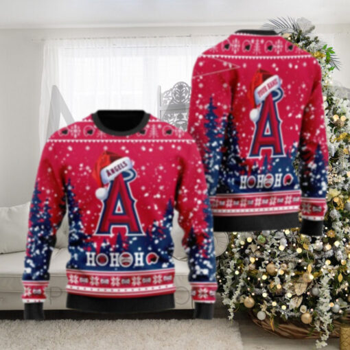 Custom Name Los Angeles Angels Ugly Christmas Sweater Ho Ho Ho Design