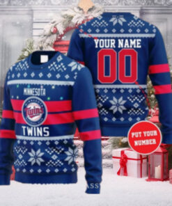 Custom Name Minnesota Twins Snowflake Ugly Sweater