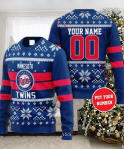 Custom Name Minnesota Twins Snowflake Ugly Sweater