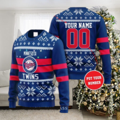 Custom Name Minnesota Twins Snowflake Ugly Sweater