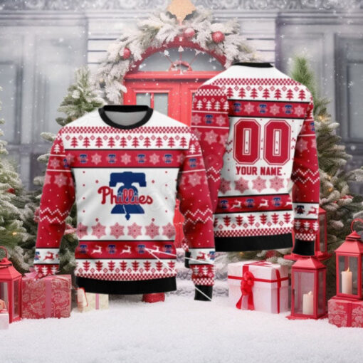 Custom Name Philadelphia Phillies Liberty Bell Christmas Sweater