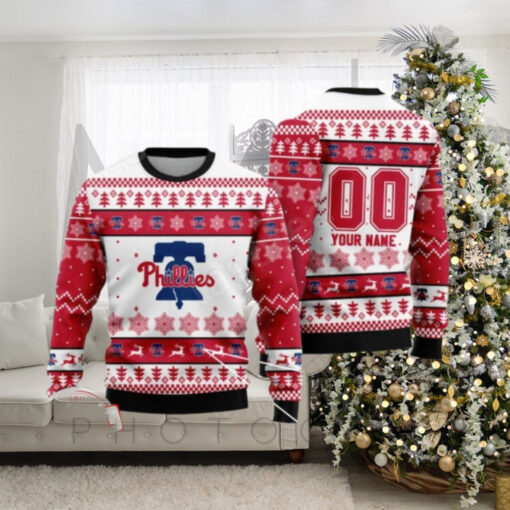 Custom Name Philadelphia Phillies Liberty Bell Christmas Sweater