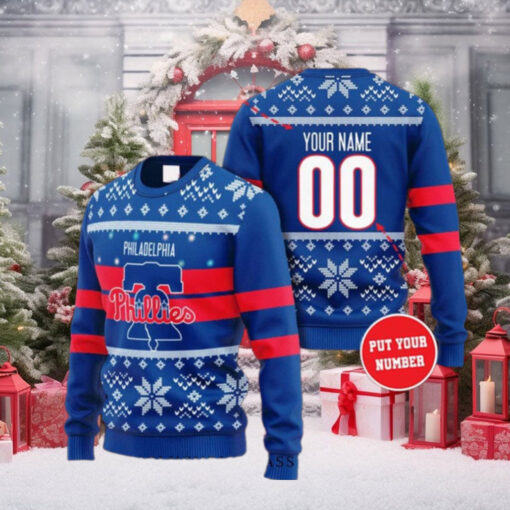 Customizable Name Philadelphia Phillies Snowflake Sweater