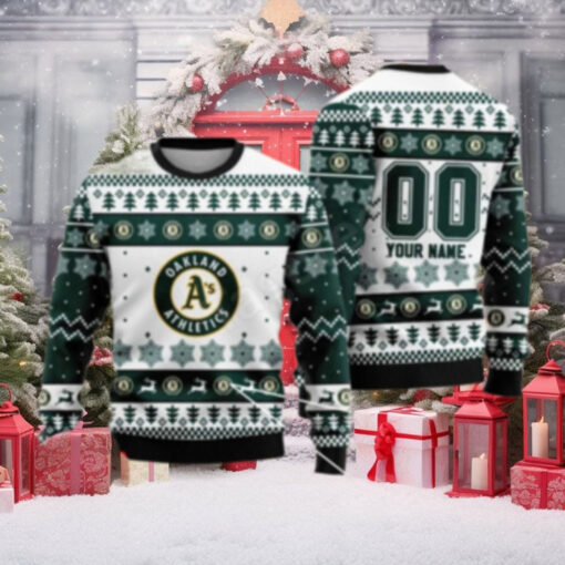 Customizable Oakland A’s Ugly Christmas Sweater