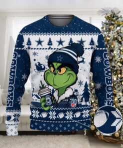 Dallas Cowboys The Grinch Drink Coffee Ugly Christmas Sweater