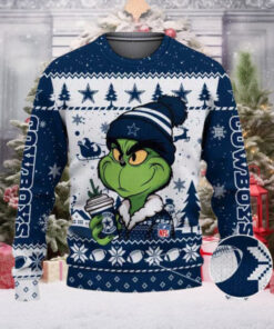 Dallas Cowboys The Grinch Drink Coffee Ugly Christmas Sweater