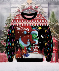 Dashing Though The Snow Grinch Ugly Sweater Gift For Family Ugly Christmas Sweater