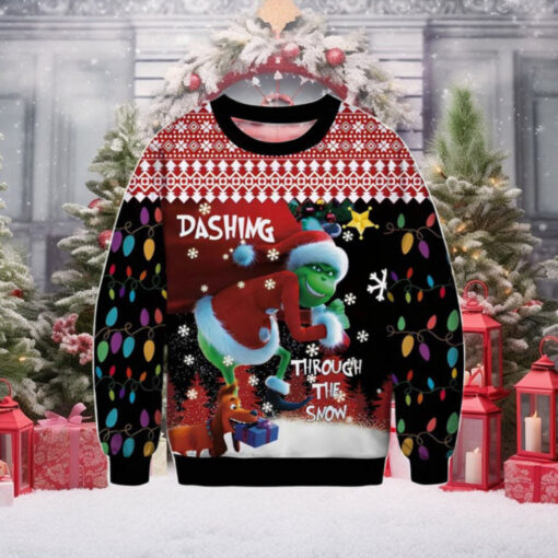 Dashing Though The Snow Grinch Ugly Sweater Gift For Family Ugly Christmas Sweater